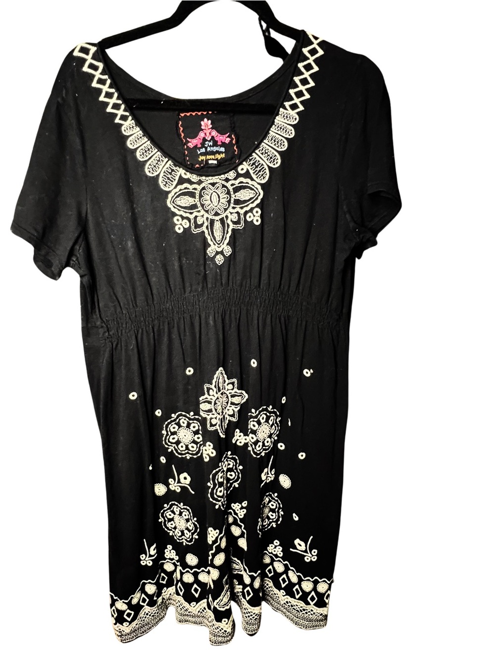 Johnny Was Black Embroidered Knit Dress size L